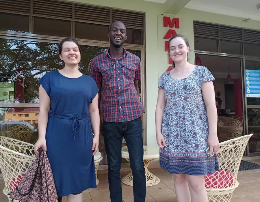 EHS team member with two visiting partners